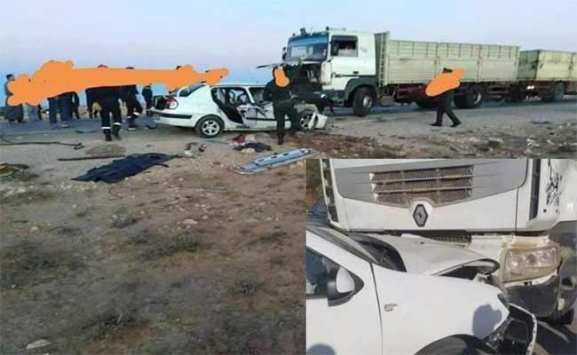 Une collision meurtrière entre une voiture touristique et un camion : Cinq membres d’une même famille rendent l’âme à El-Bayadh
