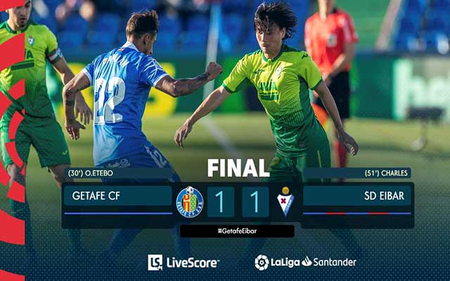 Getafe fait match nul 1-1 avec Eibar et s’éloigne du titre