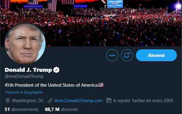 Twitter  bloque définitivement le compte personnel de Trump.