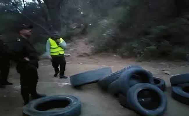 Oum El Bouaghi : Des dizaines de pneus usagés découverts et évacués en urgence de la forêt de Sidi Reghis