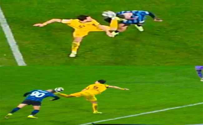 Le dégagement acrobatique le plus catastrophique : Bensebaini fracasse  la tête de  Krstovic, prend un rouge et élimine Dortmund