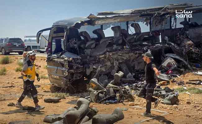 Syrie : 35 morts et 30 blessés dans une collision entre deux bus près de Palmyre